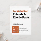 Uitnodiging voor Friendsgiving-diner (Voorkant / Achterkant in situ)