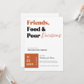 Uitnodiging voor Friendsgiving-diner (Voorkant / Achterkant in situ)