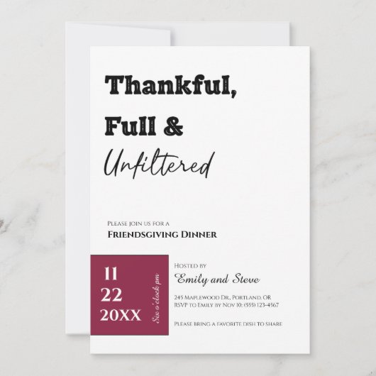 Uitnodiging voor Friendsgiving-diner (Voorkant)