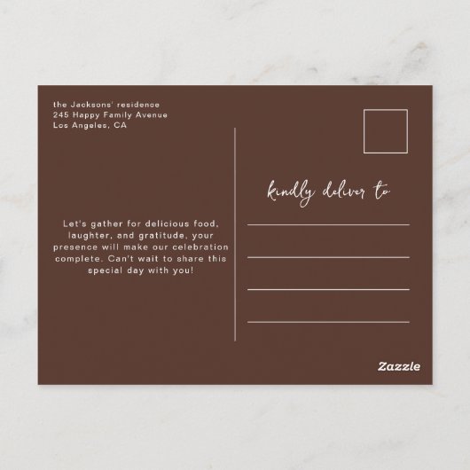 Uitnodiging voor Friendsgiving-diner herfstbloemen (Achterkant)