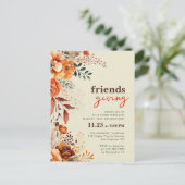 Uitnodiging voor Friendsgiving-diner herfstbloemen (Staand voorkant)