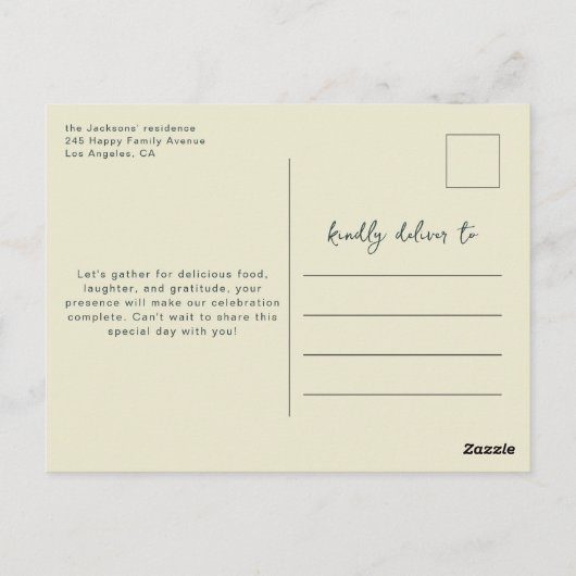 Uitnodiging voor Friendsgiving-diner herfstbloemen (Achterkant)