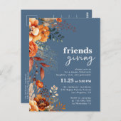 Uitnodiging voor Friendsgiving-diner herfstbloemen (Voorkant / Achterkant)