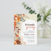 Uitnodiging voor Friendsgiving-diner met bloemboog (Staand voorkant)