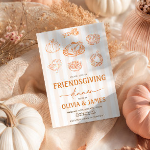 Uitnodiging voor Friendsgiving-diner met handgetek