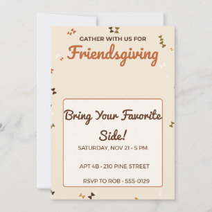 Uitnodiging voor Friendsgiving-diner met herfstbla