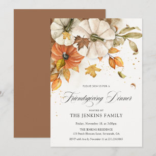 Uitnodiging voor Friendsgiving-diner met herfstpom
