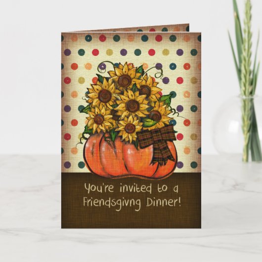 Uitnodiging voor Friendsgiving-diner Zonnebloemen  (Voorkant)