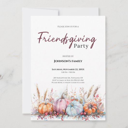 Uitnodiging voor Friendsgiving-feest (Voorkant)