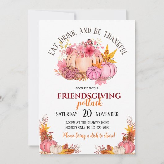 Uitnodiging voor Friendsgiving-potluck (Voorkant)