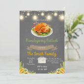 Uitnodiging voor Friendsgiving potluck-feest (Staand voorkant)