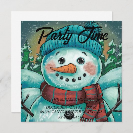 Uitnodiging voor Frosty de Sneeuwman (Voorkant / Achterkant)