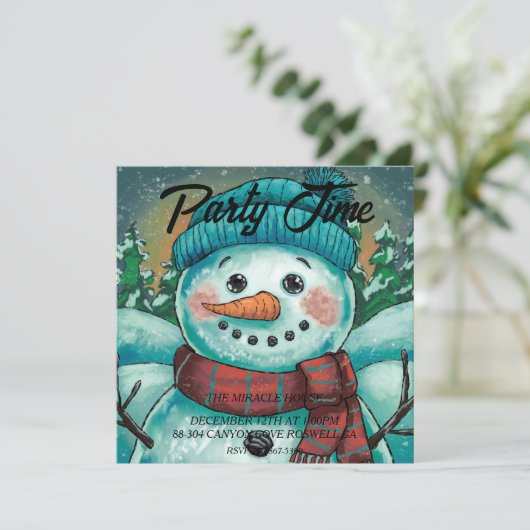 Uitnodiging voor Frosty de Sneeuwman (Staand voorkant)