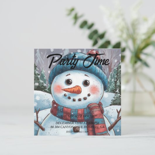 Uitnodiging voor Frosty de Sneeuwman (Staand voorkant)