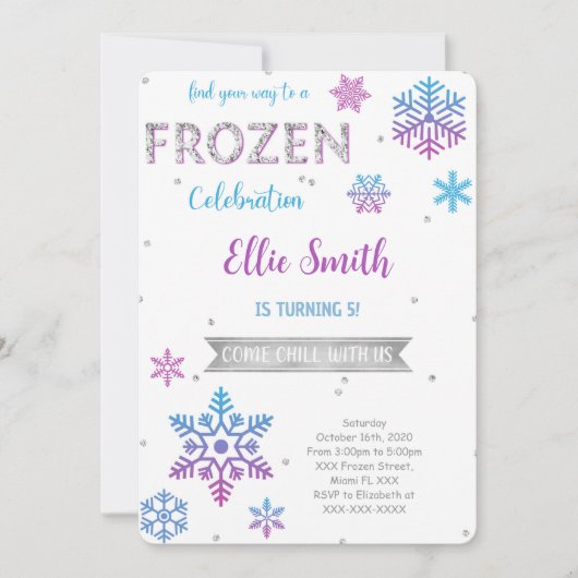 Uitnodiging voor Frozen-verjaardag (Voorkant)