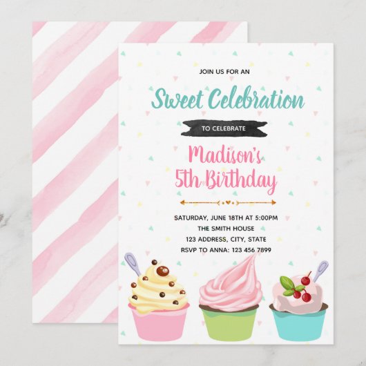 Uitnodiging voor Frozen Yogurt party (Voorkant / Achterkant)