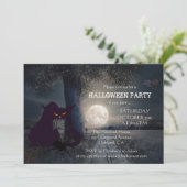 Uitnodiging voor Full Moon Black Cat Halloween Par (Staand voorkant)