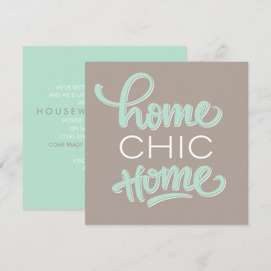Uitnodiging voor Fun & Chic Housewarming Party (Voorkant / Achterkant)