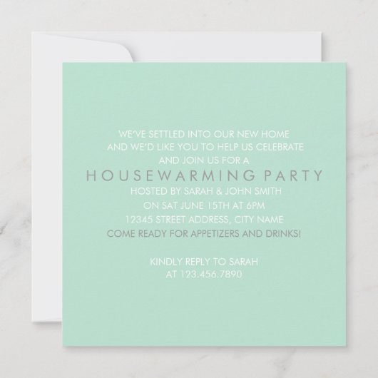 Uitnodiging voor Fun & Chic Housewarming Party (Achterkant)
