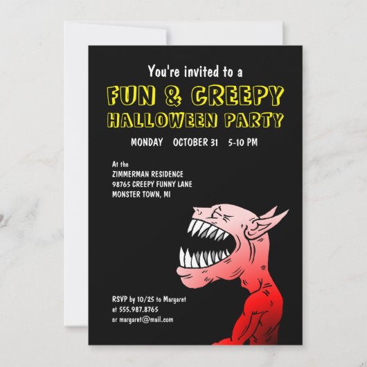 Uitnodiging voor Fun & Creepy Halloween Party (Voorkant)