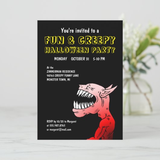 Uitnodiging voor Fun & Creepy Halloween Party (Staand voorkant)