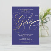 Uitnodiging voor galabal in Navy Blue (Staand voorkant)