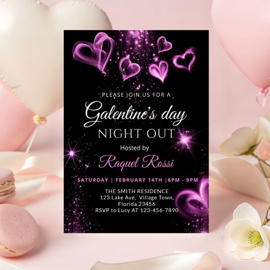 Uitnodiging voor Galantine's Day in hete roze alco