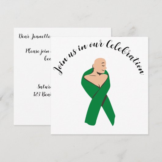 Uitnodiging voor galblaaskanker Einde Chemo Party (Voorkant / Achterkant)