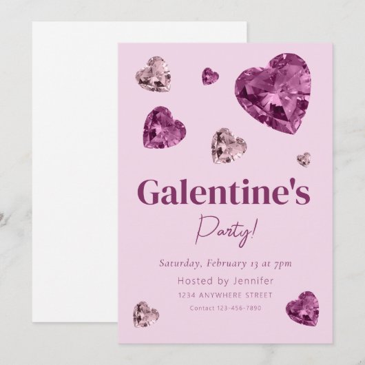 Uitnodiging voor Galentine's Day-feestje (Voorkant / Achterkant)