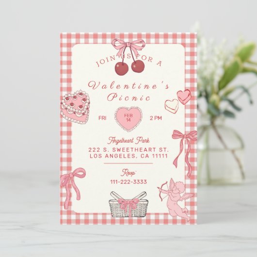 Uitnodiging voor Galentines Day Picnic (Staand voorkant)