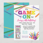 Uitnodiging voor Game On Arcade Bowling-feestje (Voorkant / Achterkant)