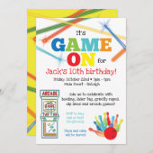 Uitnodiging voor Game On Arcade Bowling-feestje (Voorkant / Achterkant)