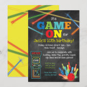 Uitnodiging voor Game On Arcade Bowling Krijtbord (Voorkant / Achterkant)