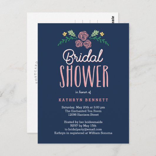 Uitnodiging voor  Garden Bridal Shower (Voorkant / Achterkant)