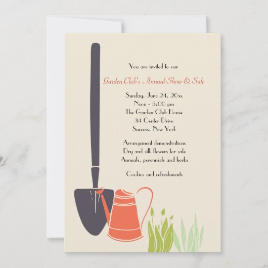 Uitnodiging voor Garden Club (Voorkant)