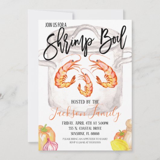 Uitnodiging voor garnalenfeest (Voorkant)