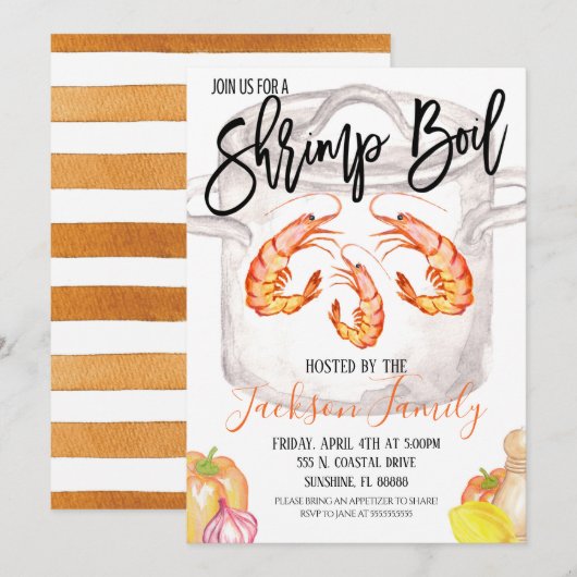 Uitnodiging voor garnalenfeest (Voorkant / Achterkant)