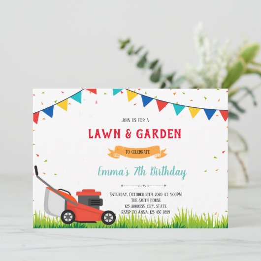 Uitnodiging voor gazonmaaiers (Staand voorkant)