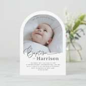 Uitnodiging voor gebogen fotodoop (Staand voorkant)