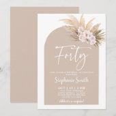 uitnodiging voor geboorte door Pampas Grass Arch (Voorkant / Achterkant)