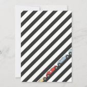  uitnodiging voor geboorte met Race Car Birthday (Achterkant)