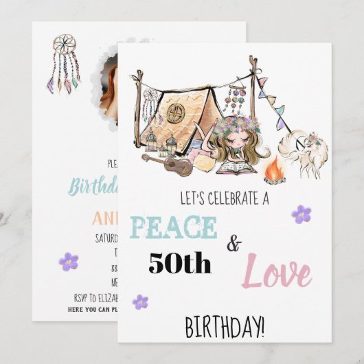 * Uitnodiging voor geboorte uit tot de Vrede & Lie (Voorkant / Achterkant)