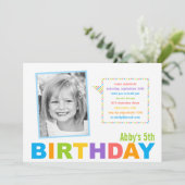 Uitnodiging voor geboorte van een flinke en kleurr (Staand voorkant)