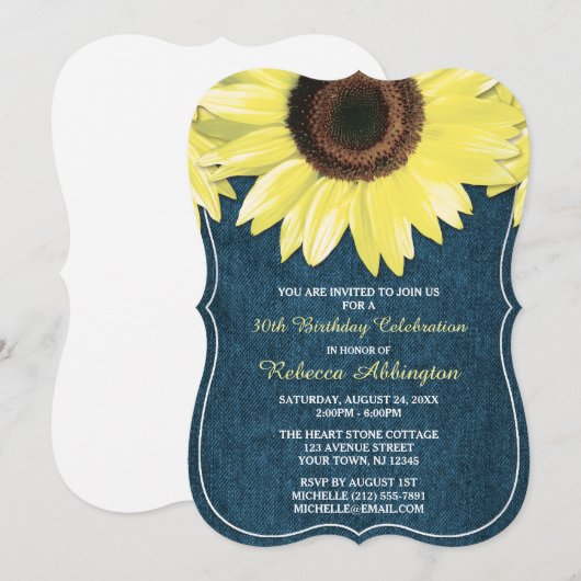 Uitnodiging voor geboorte van Rustic Sunflower Den (Voorkant / Achterkant)