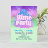 Uitnodiging voor geboorte van Slime Party (Staand voorkant)