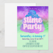 Uitnodiging voor geboorte van Slime Party (Voorkant / Achterkant)