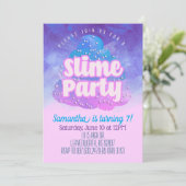 Uitnodiging voor geboorte van Slime Party (Staand voorkant)