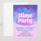Uitnodiging voor geboorte van Slime Party (Voorkant / Achterkant)