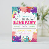 Uitnodiging voor geboorte van Slime Party (Staand voorkant)