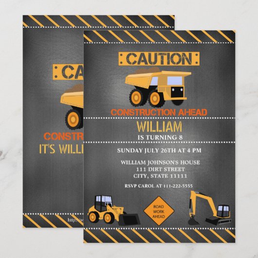 Uitnodiging voor geboortedag van schoolbord (Voorkant / Achterkant)